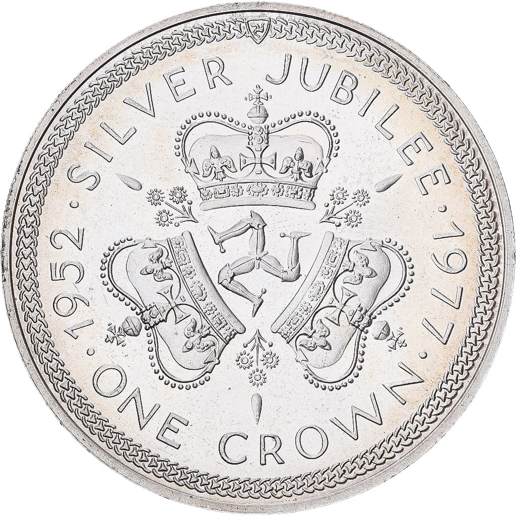 Isle of Man, Elizabeth II, Crown, 1977, Pobjoy Mint, Silber, VZ, KM:41a