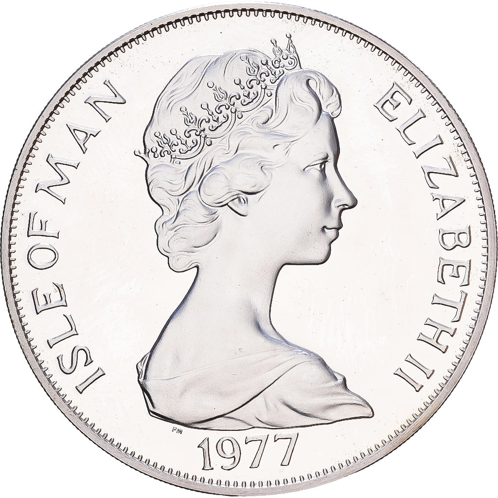 Isle of Man, Elizabeth II, Crown, 1977, Pobjoy Mint, Silver, AU(55-58), KM:42a