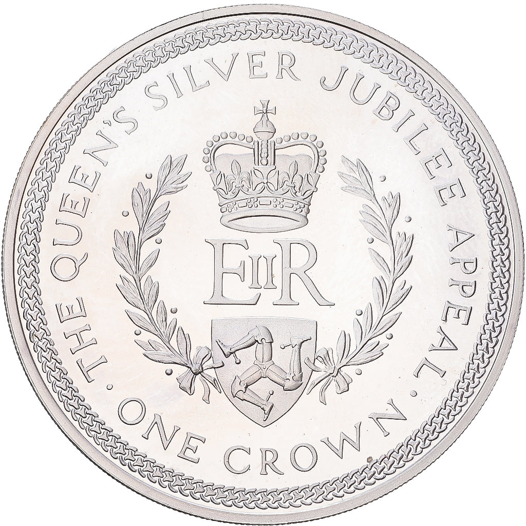 Isle of Man, Elizabeth II, Crown, 1977, Pobjoy Mint, Silver, AU(55-58), KM:42a