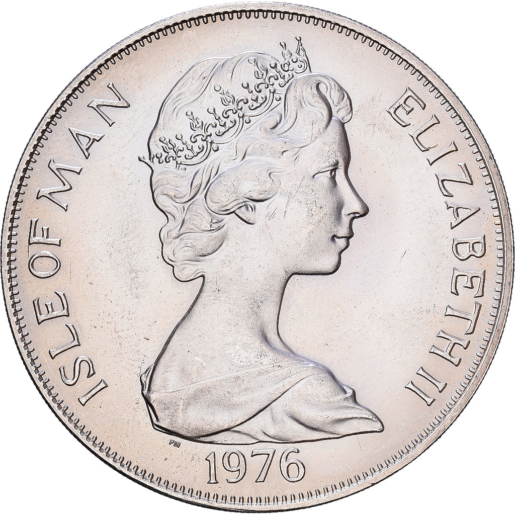 Isle of Man, Elizabeth II, Crown, 1976, Pobjoy Mint, Silver, AU(55-58), KM:38a