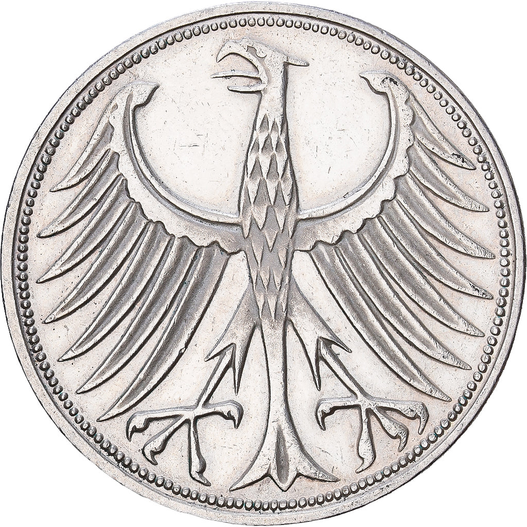 Federale Duitse Republiek, 5 Mark, 1967, Stuttgart, Zilver, ZF, KM:112.1