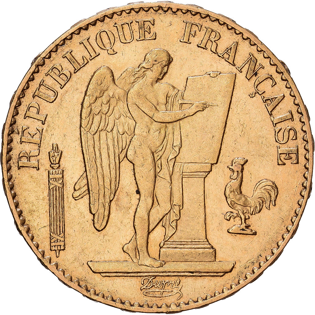 Frankrijk, 20 Francs, Génie, 1878, Paris, Goud, PR, KM:825