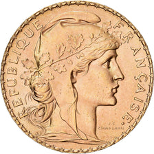 France, 20 Francs, Marianne, 1910, Paris, Gold, AU(55-58), KM:857