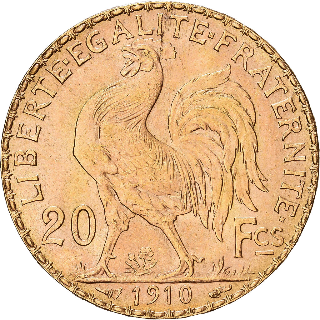 France, 20 Francs, Marianne, 1910, Paris, Gold, AU(55-58), KM:857