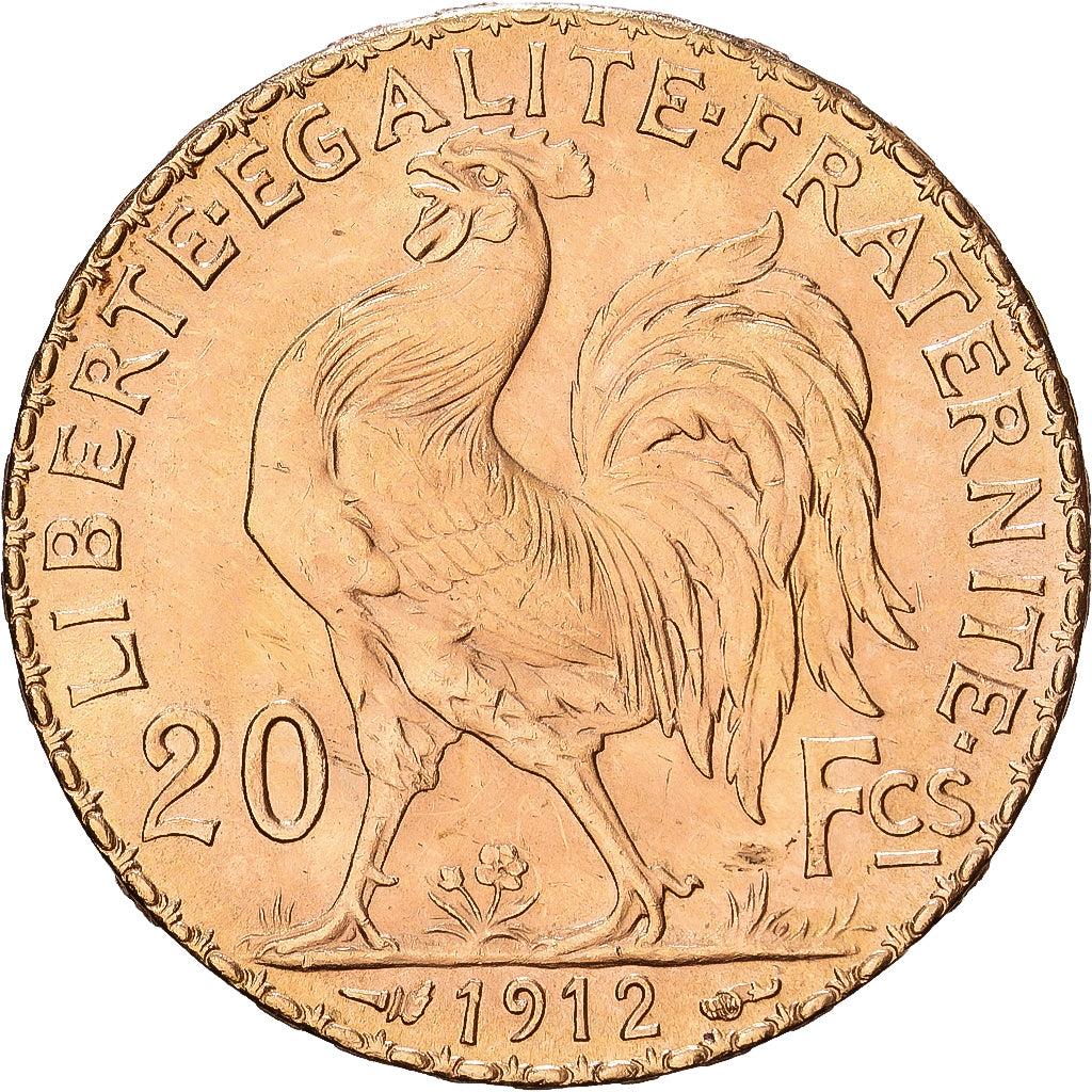 France, 20 Francs, Marianne, 1912, Paris, Gold, AU(55-58), KM:857