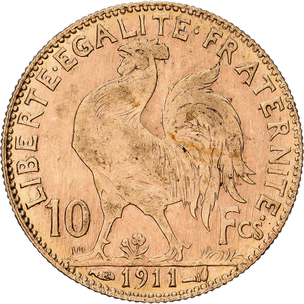 France, 10 Francs, Marianne, 1911, Paris, Gold, AU(55-58), KM:846