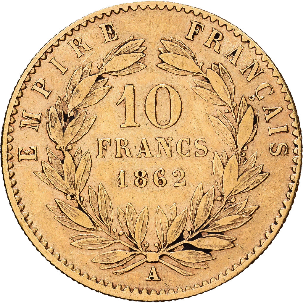 Frankreich, Napoleon III, 10 Francs, Napoléon III, 1862, Paris, Gold, S+