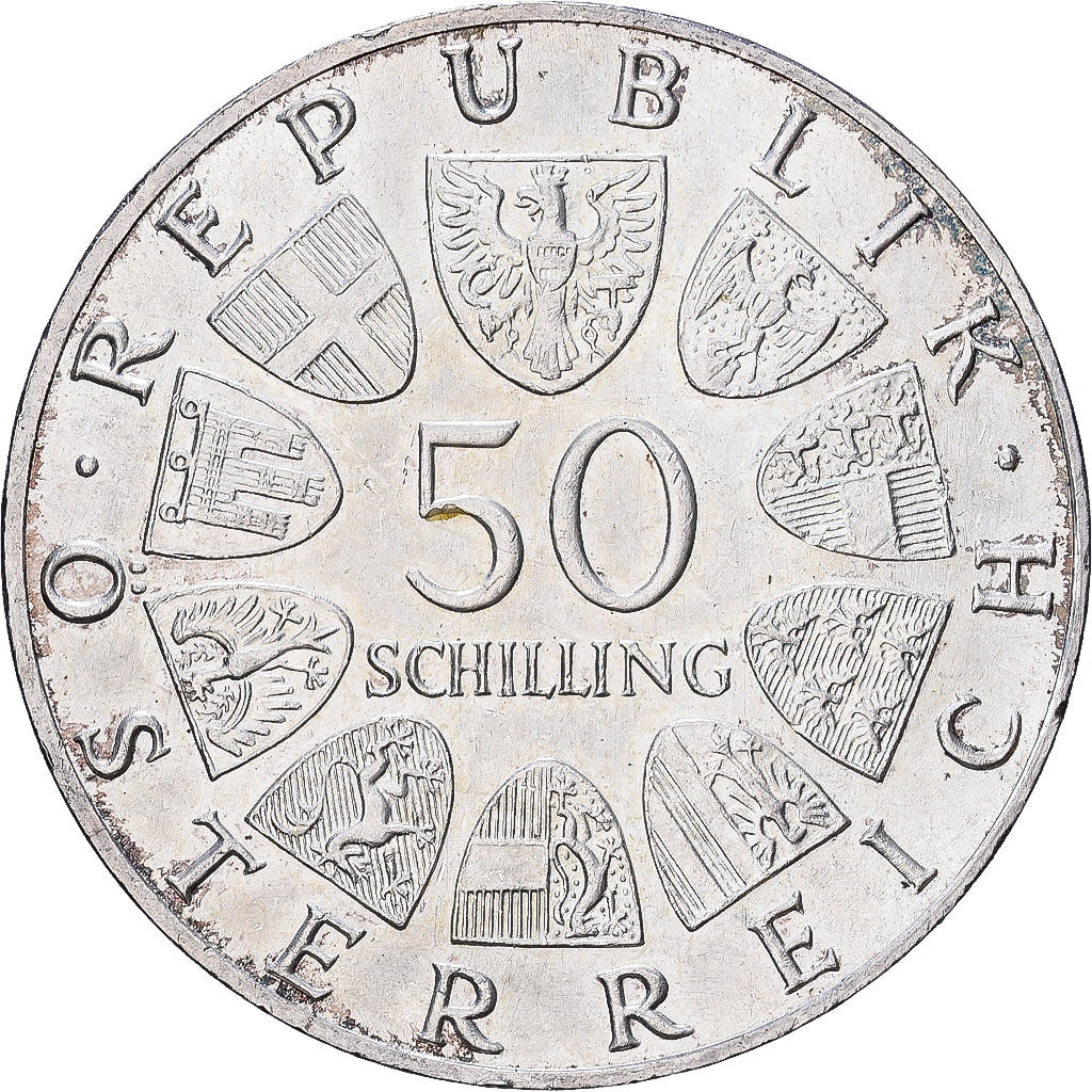 Österreich, 50 Schilling, Vienna, Silber, SS+, KM:2904.1