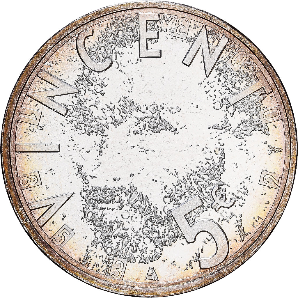 Netherlands, Beatrix, 5 Euro, 2003, Utrecht, Silver, AU(55-58), KM:245