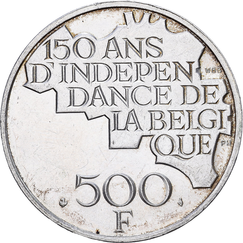 Belgio, 500 Francs, 500 Frank, 1980, Brussels, Rame-nichel ricoperto in argento