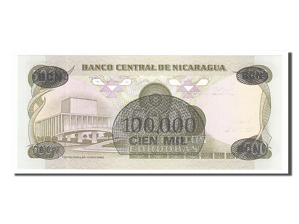 Banknote, Nicaragua, 100,000 Córdobas on 500 Córdobas, 1987, UNC(65-70)
