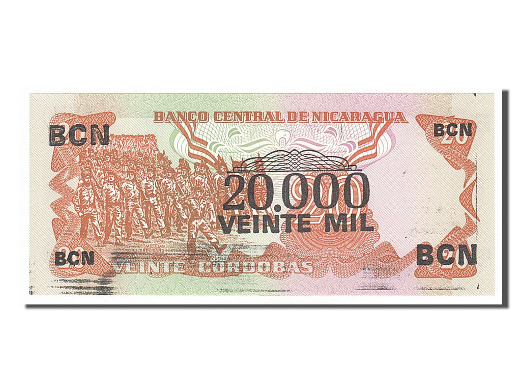 Banknote, Nicaragua, 20,000 Córdobas on 20 Córdobas, 1987, UNC(65-70)