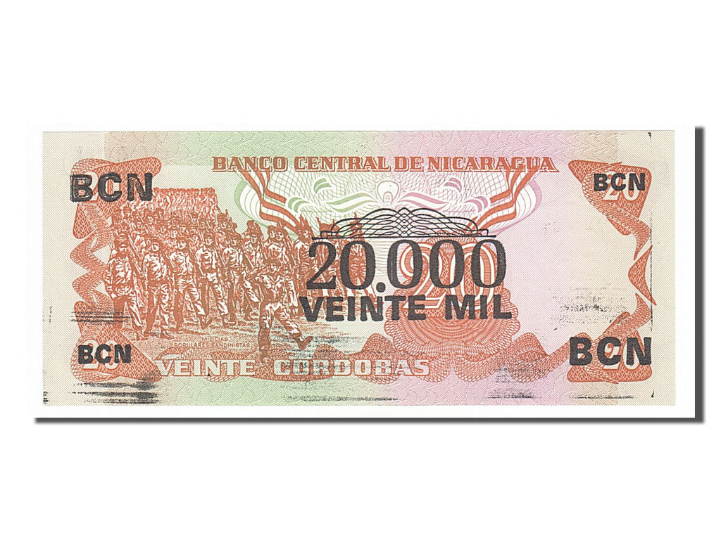 Banknote, Nicaragua, 20,000 Córdobas on 20 Córdobas, 1987, UNC(65-70)