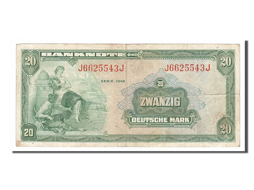 Biljet, Federale Duitse Republiek, 20 Deutsche Mark, 1948, TTB