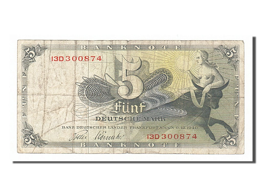 Billet, République fédérale allemande, 5 Deutsche Mark, 1948, 1948-12-09, TB