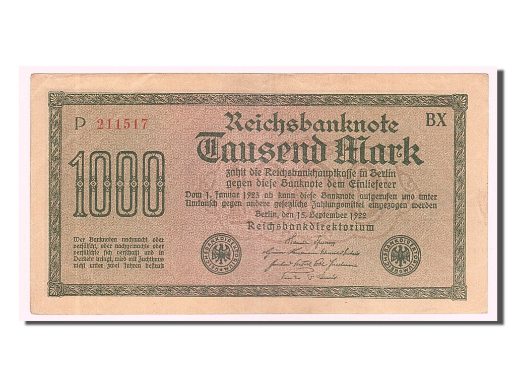Banknote, Germany, 1000 Mark, 1922, 1922-09-01, AU(55-58)