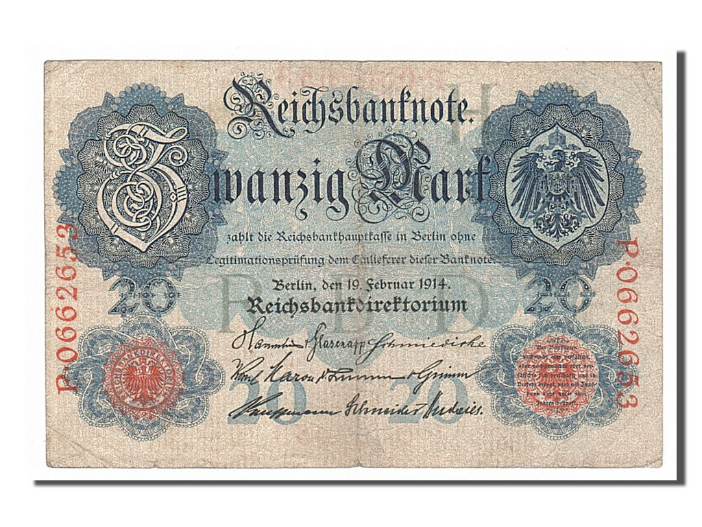 Banknote, Germany, 20 Mark, 1914, 1914-02-19, VF(20-25)