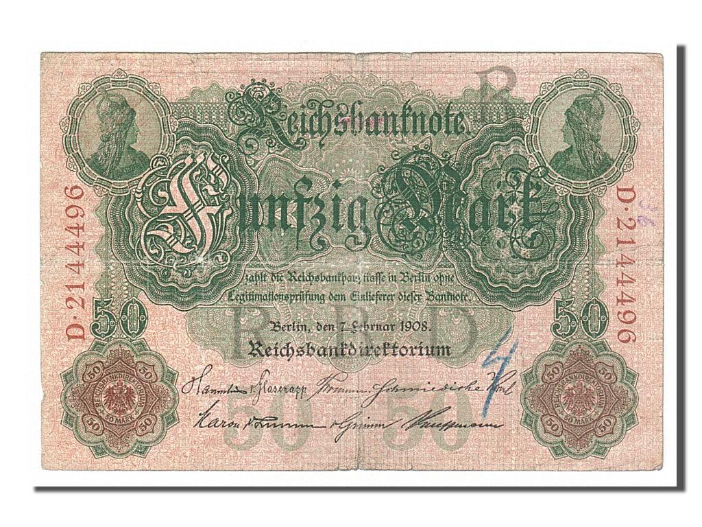 Biljet, Duitsland, 50 Mark, 1908, 1908-02-07, TB+