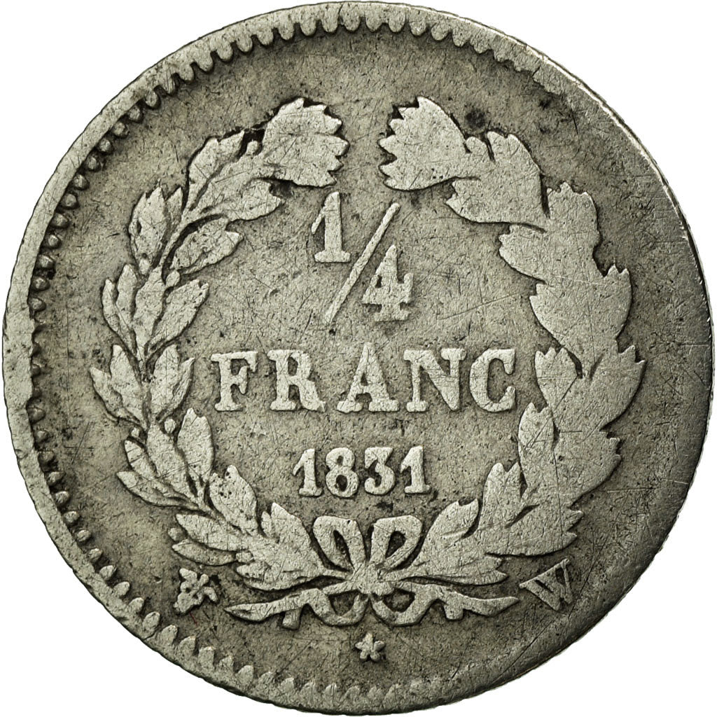 Coin, France, Louis-Philippe, 1/4 Franc, 1831, Lille, VG(8-10), Silver