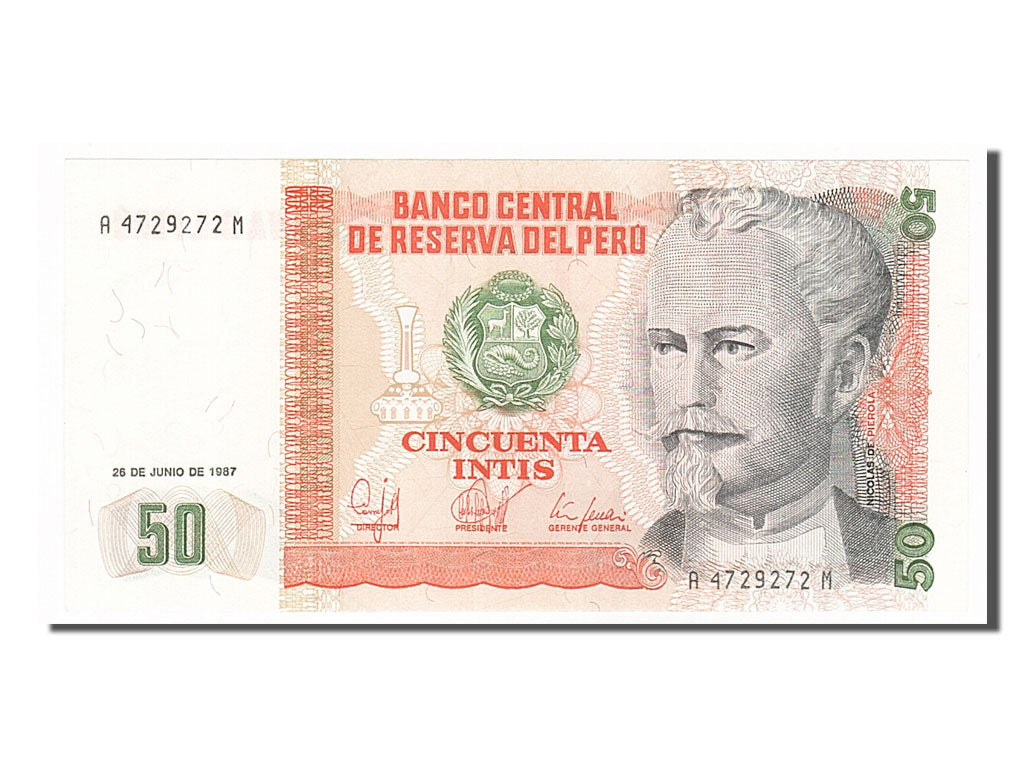 Banknote, Peru, 50 Intis, 1987, 1987-06-26, UNC(65-70)