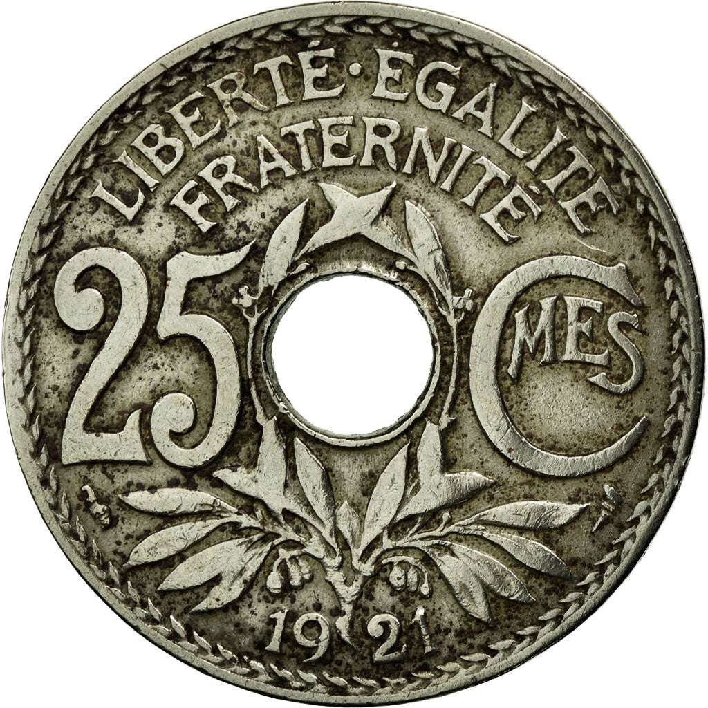 Moneta, Francia, Lindauer, 25 Centimes, 1921, MB, Rame-nichel, KM:867a