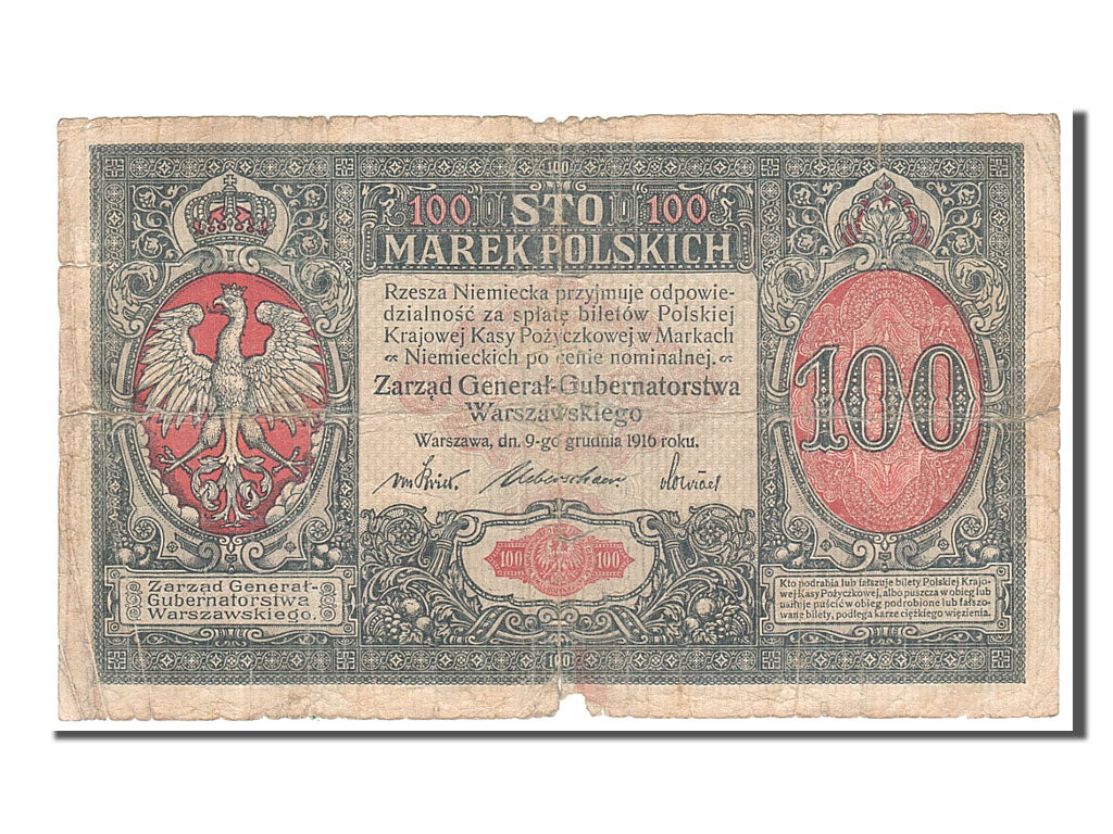 Banknote, Poland, 100 Marek, 1916, 1916-12-09, VG(8-10)