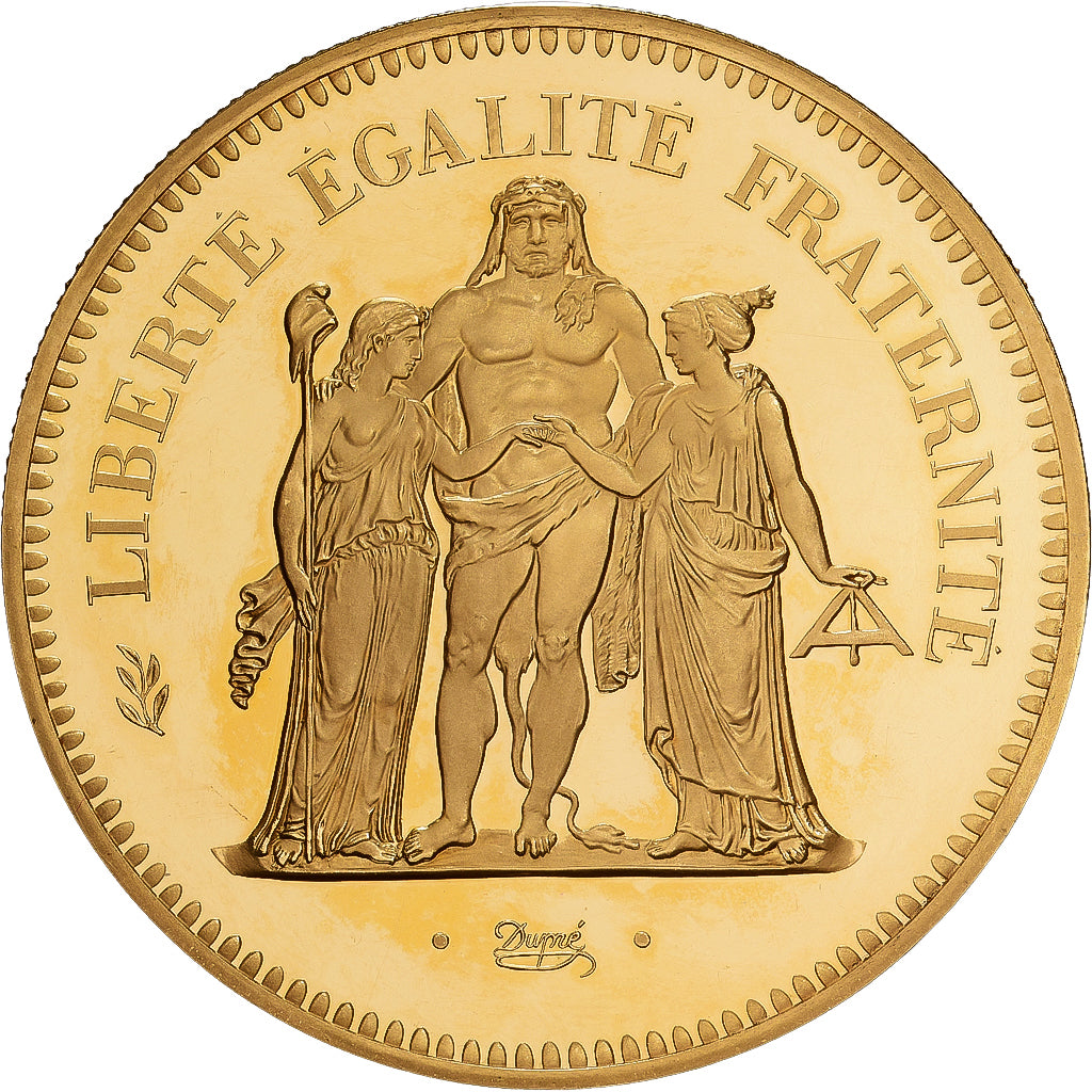 Frankrijk, 50 Francs, Hercule, 1975, MDP, Piéfort, Goud, UNC-, Gadoury:223.P2