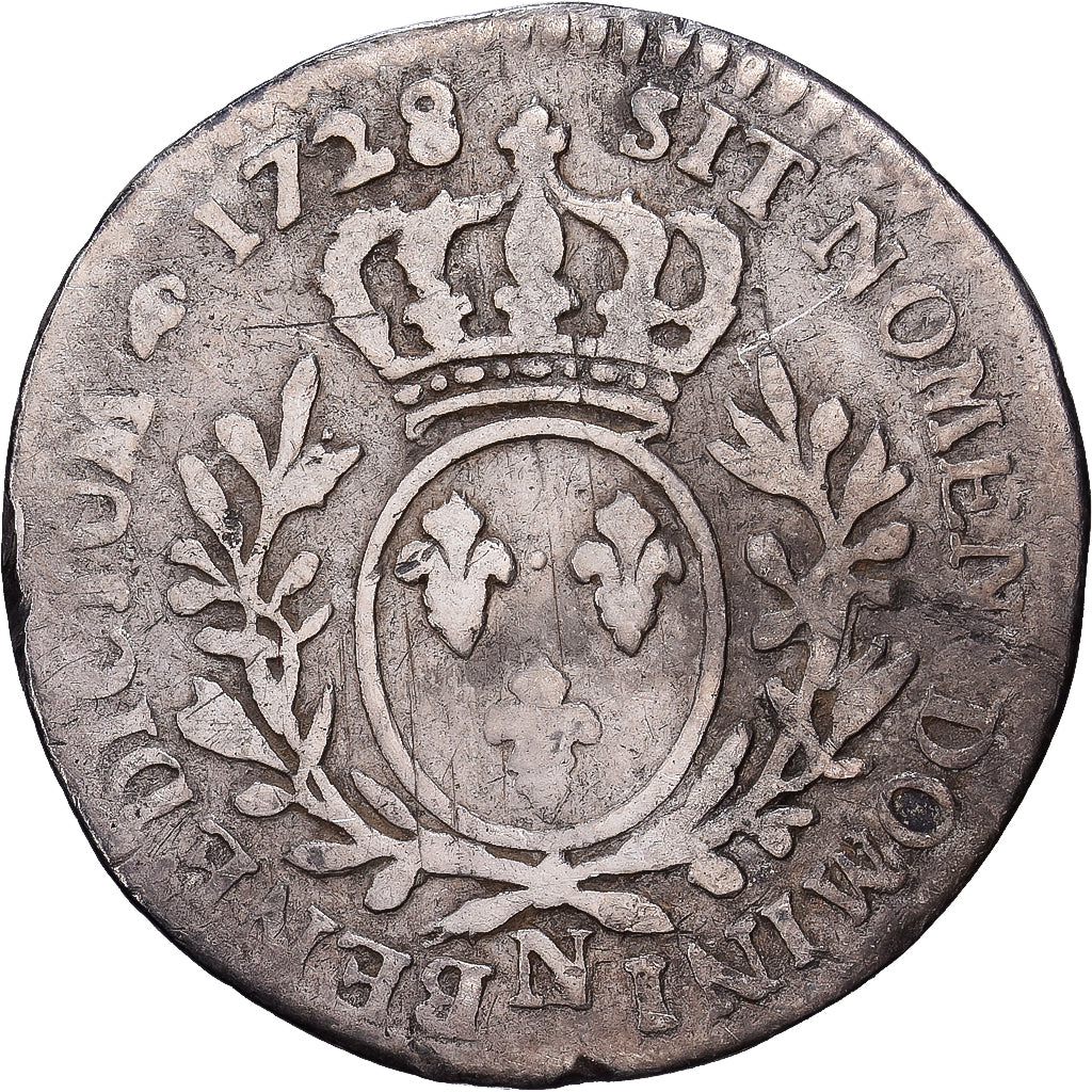 Frankrijk, Louis XV, 1/10 Écu aux branches d'olivier, 1728, Montpellier