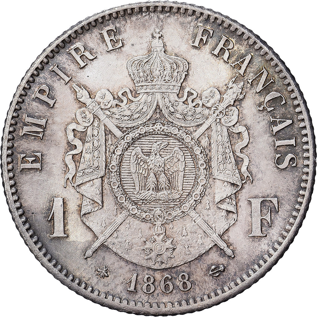 Francia, Napoleon III, 1 Franc, 1868, Paris, Plata, EBC, Gadoury:463