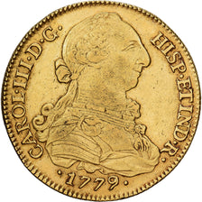 Espanha, Carlos III, 8 Escudos, 1779, Sevilla, Dourado, AU(50-53), Friedberg:283