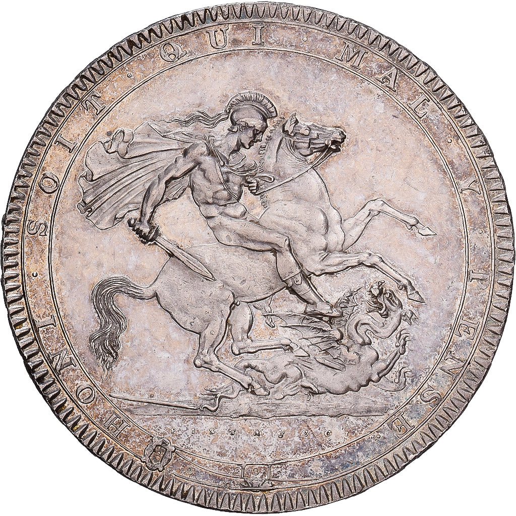 Gran Bretaña, George III, 1 Crown, 1819, London, Plata, SC, KM:675