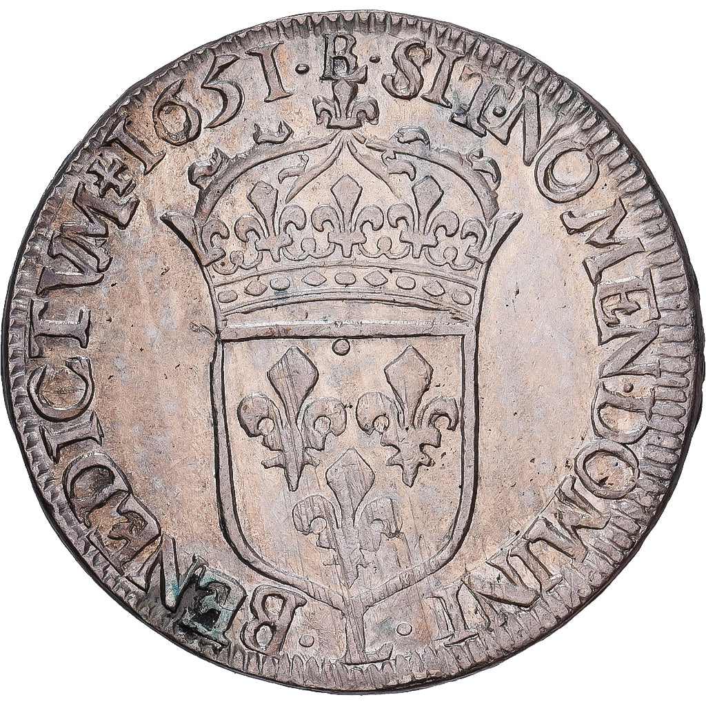Frankreich, Louis XIV, 1/2 Écu à la mèche longue, 1651, Bayonne, Silber, S+