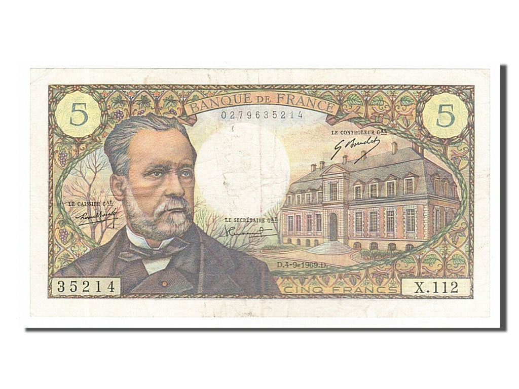 Billet, France, 5 Francs, 5 F 1966-1970 ''Pasteur'', 1969, 1969-09-04, TTB