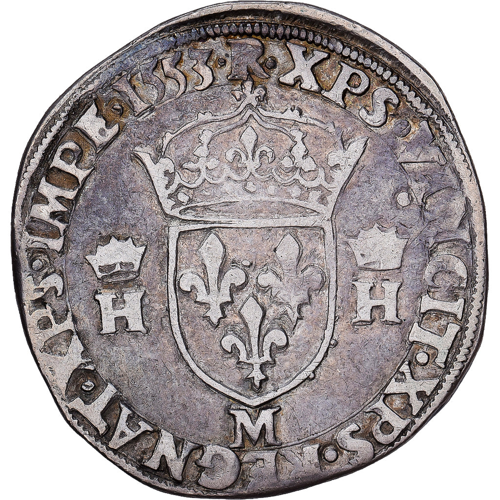 Frankreich, Henri II, Teston, 1553, Toulouse, Silber, SS, Gadoury:373D
