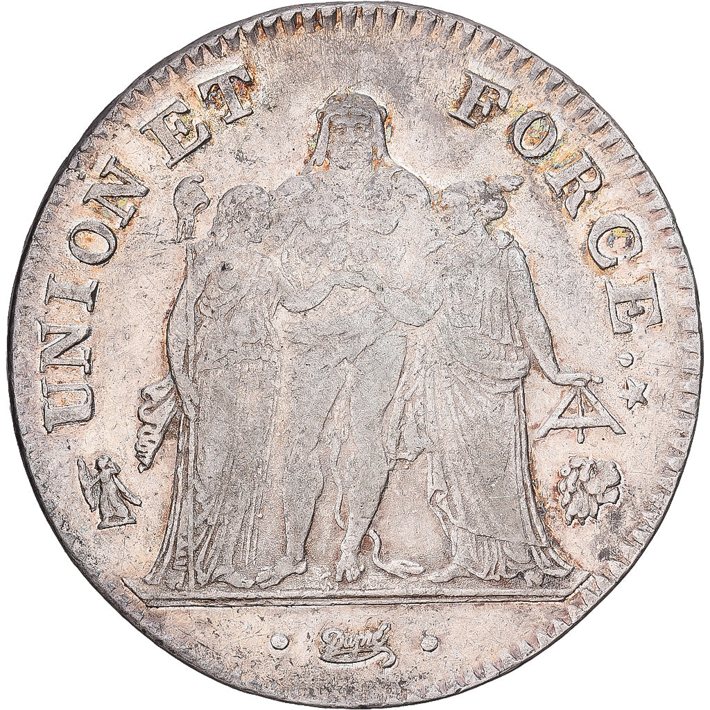 Frankrijk, 5 Francs, Union et Force, AN 7, Bayonne, Zilver, FR+, Gadoury:563