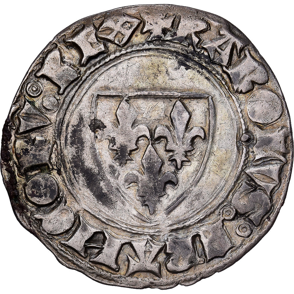 Francja, Charles VI, Blanc Guénar, 1380-1422, Toulouse, Bilon, VF(30-35)