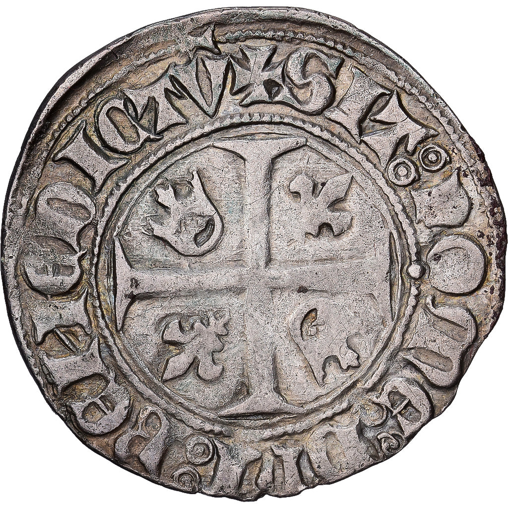 Francja, Charles VI, Blanc Guénar, 1380-1422, Toulouse, Bilon, VF(30-35)