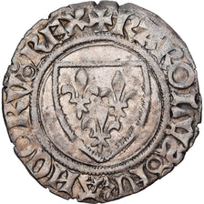 France, Charles VI, Blanc Guénar, 1380-1422, Tours, Billon, TTB, Duplessy:377C