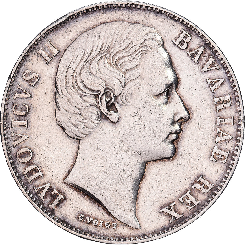 Deutsch Staaten, Ludwig II, 1 Thaler, 1865, Munich, Silber, S+, KM:877