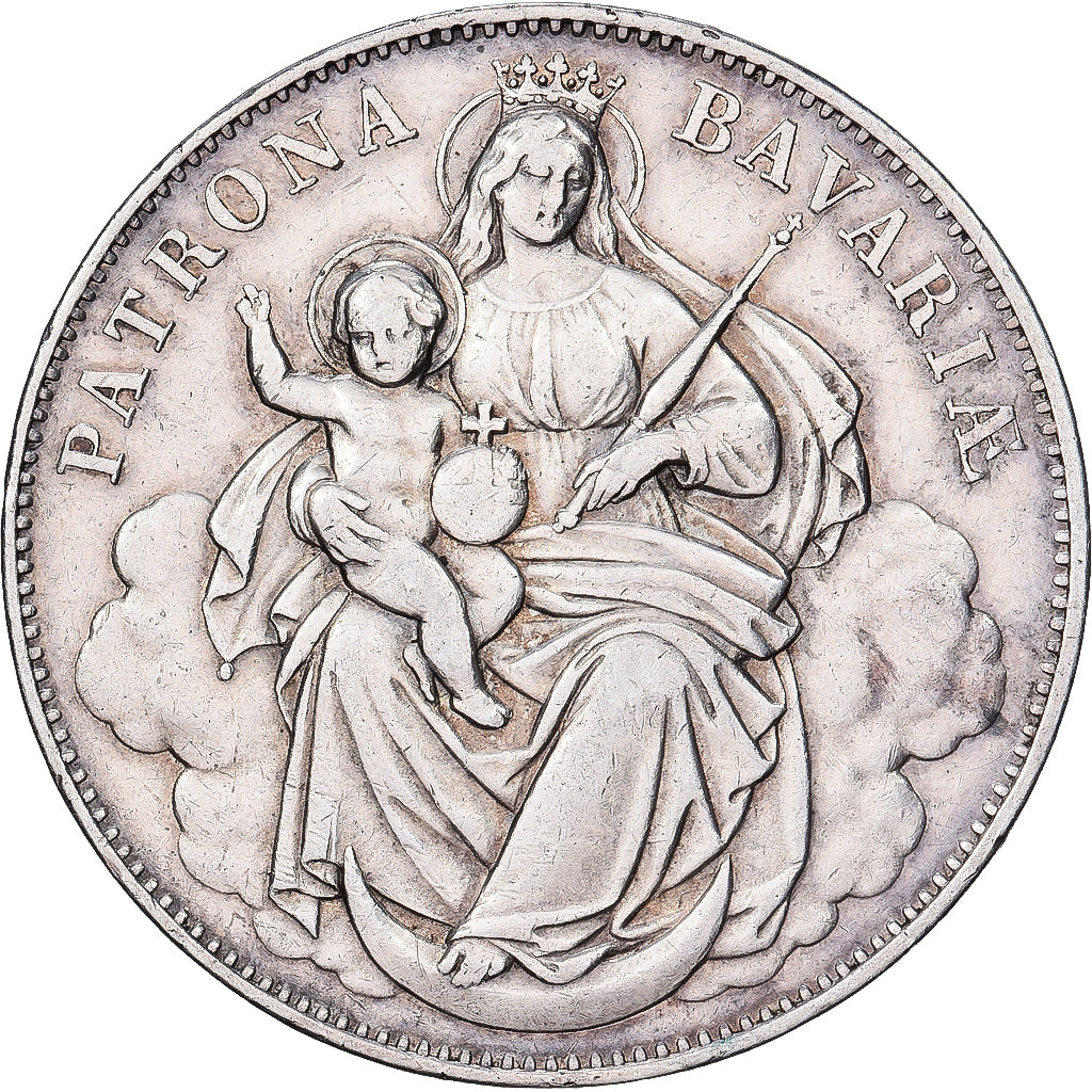 Deutsch Staaten, Ludwig II, 1 Thaler, 1865, Munich, Silber, S+, KM:877