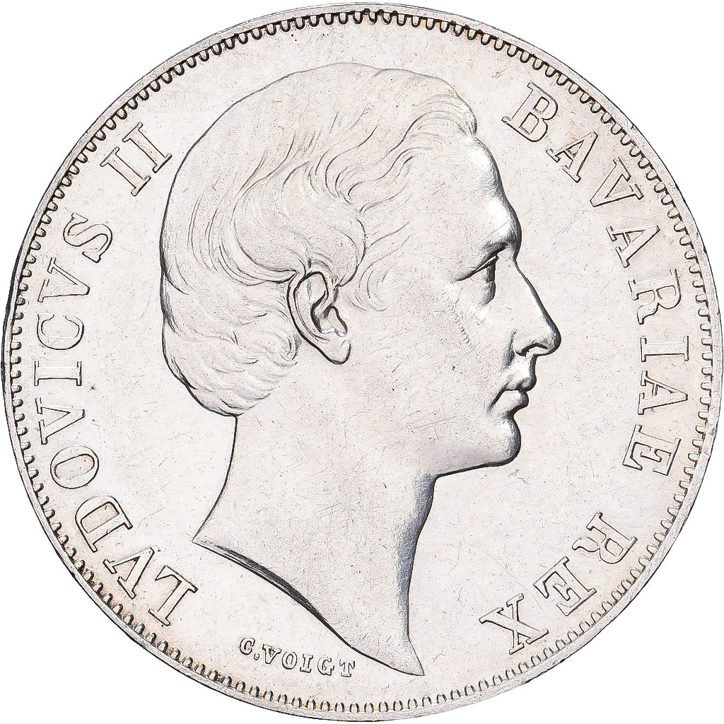 Deutsch Staaten, Ludwig II, 1 Thaler, 1865, Munich, Silber, SS, KM:877