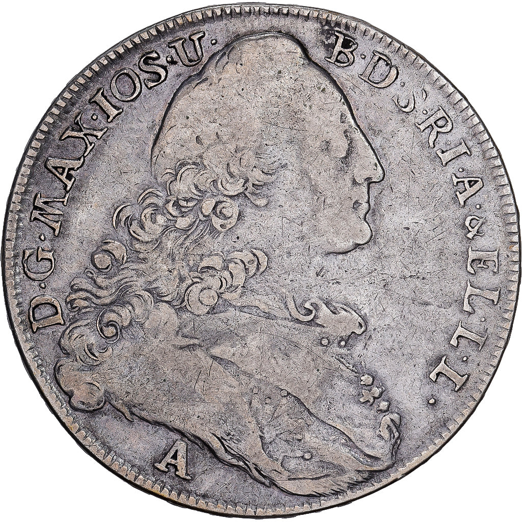 Estados alemanes, Maximilian III, Josef, 1 Thaler, 1777, Amberg, Plata, BC+