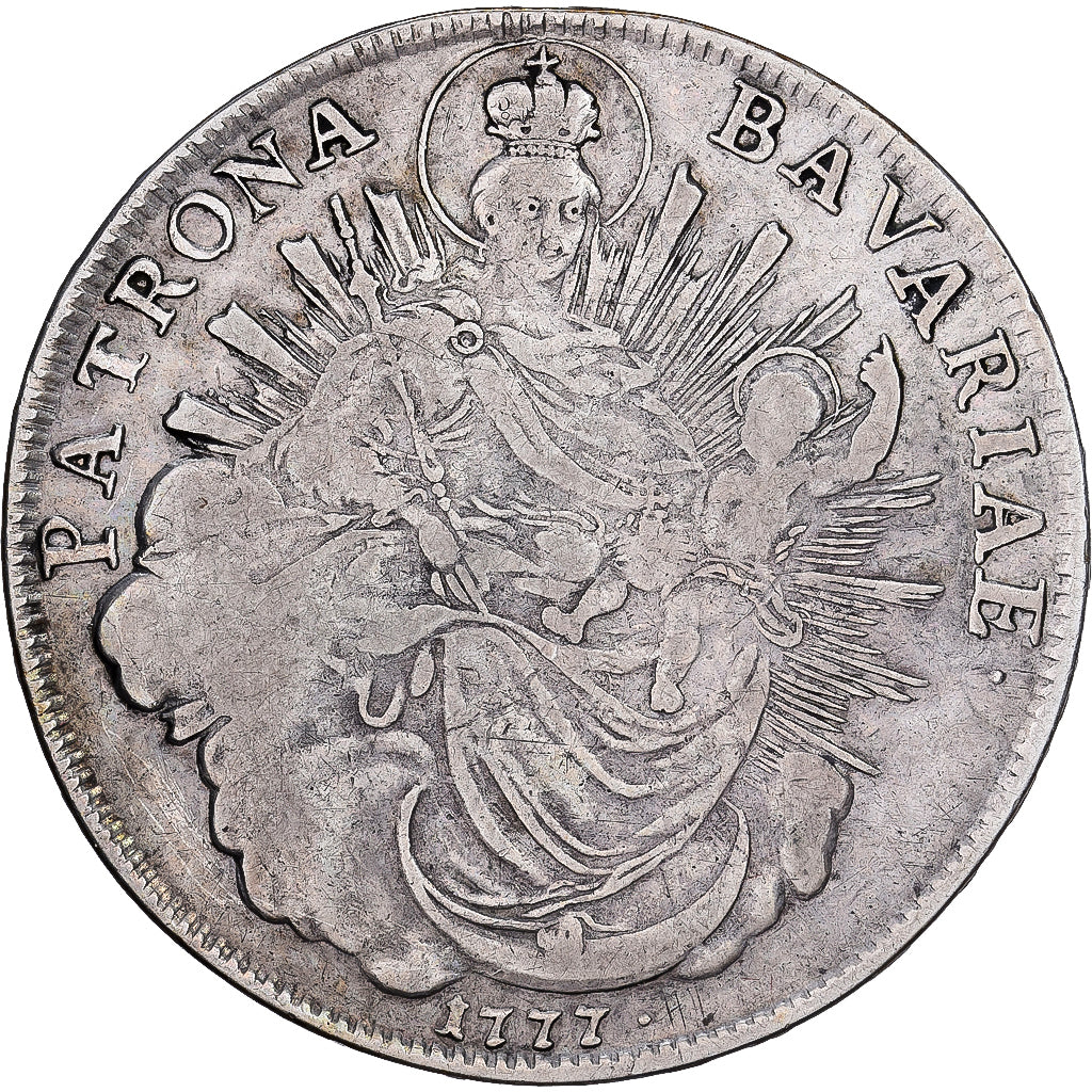 Estados alemanes, Maximilian III, Josef, 1 Thaler, 1777, Amberg, Plata, BC+