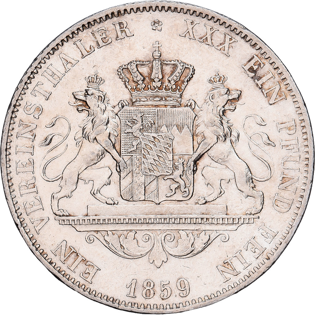 Deutsch Staaten, Maximilian II, Vereinstaler, 1859, Munich, Silber, SS+, KM:852