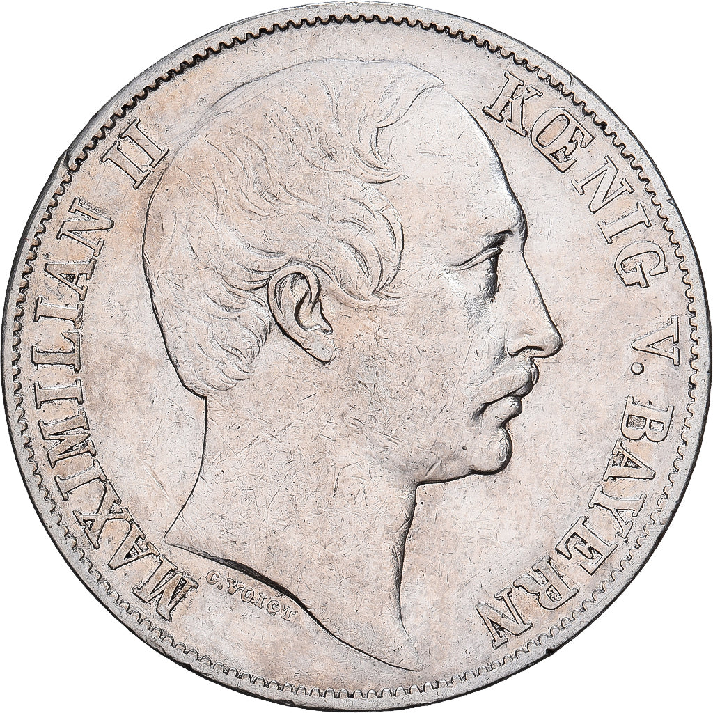 Estados alemanes, Maximilian II, Vereinstaler, 1858, Munich, Plata, MBC, KM:852