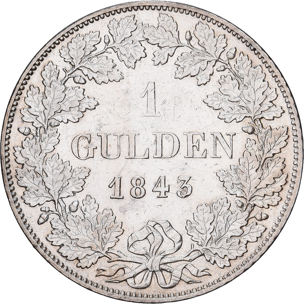 Deutsch Staaten, Ludwig I, 1 Gulden, 1843, Munich, Silber, SS+, KM:788