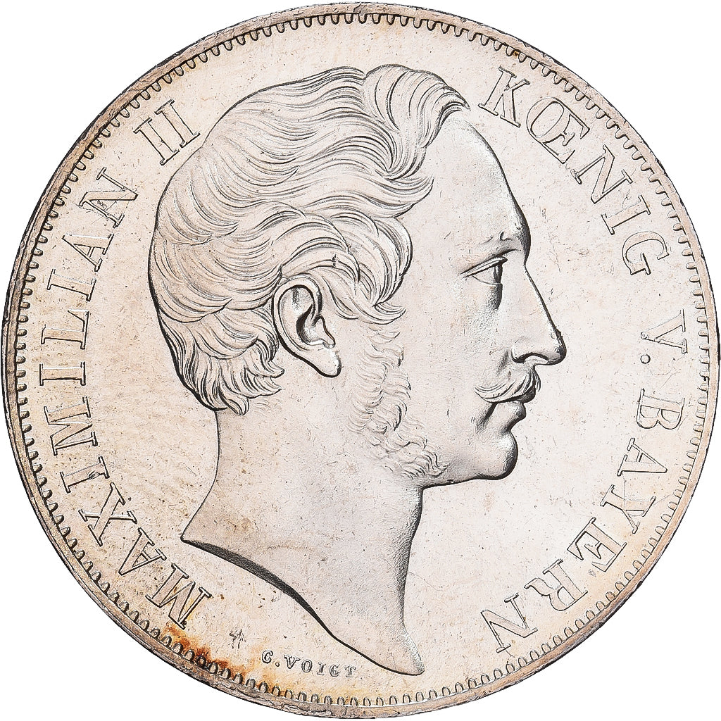 Deutsch Staaten, Maximilian II, 2 Gulden, 1855, Munich, Silber, UNZ, KM:848