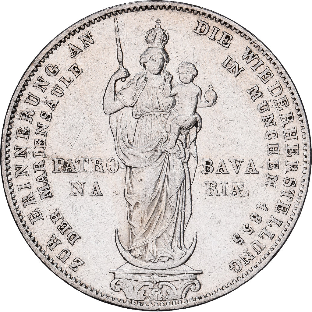 Deutsch Staaten, Maximilian II, 2 Gulden, 1855, Munich, Silber, SS, KM:848