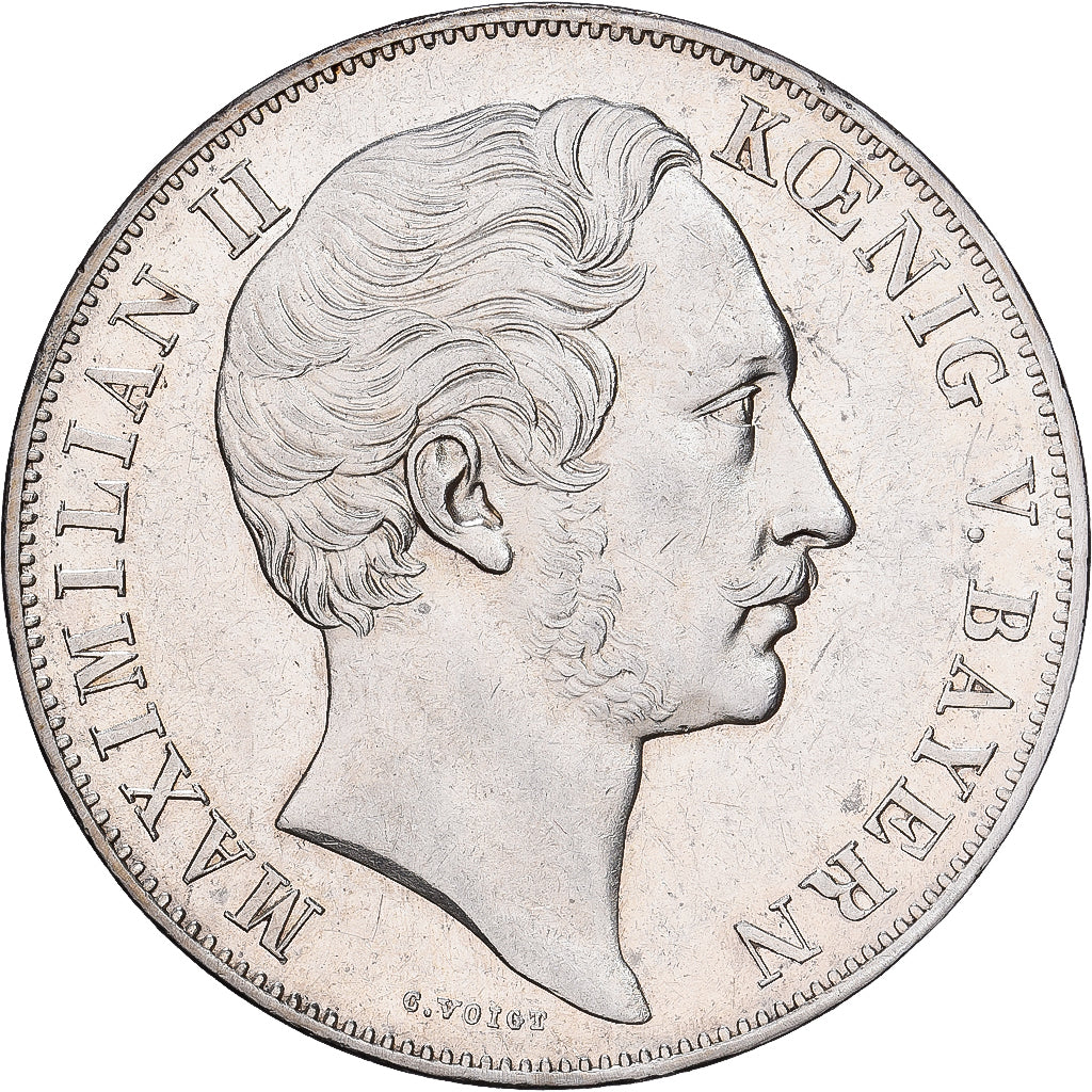 Estados alemanes, Maximilian II, 2 Gulden, 1855, Munich, Plata, EBC, KM:848