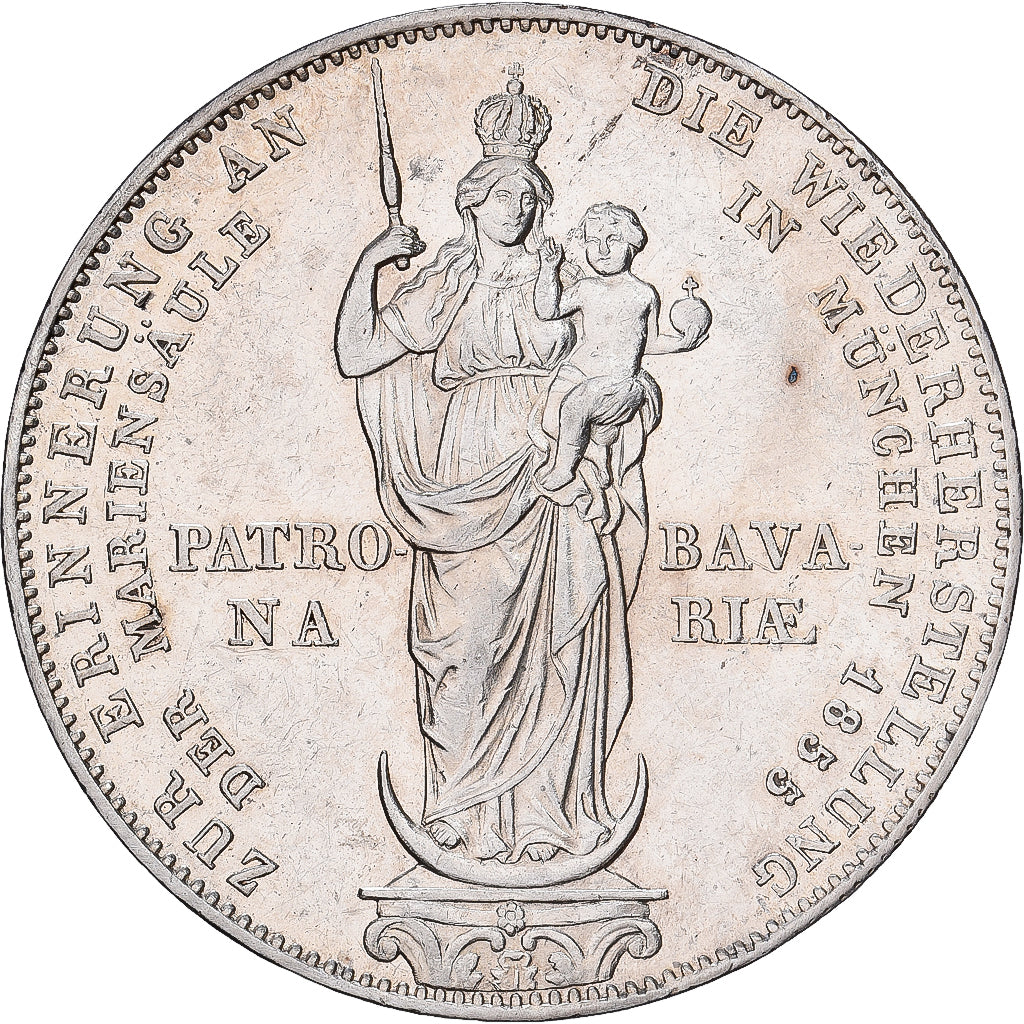 Estados alemanes, Maximilian II, 2 Gulden, 1855, Munich, Plata, EBC, KM:848